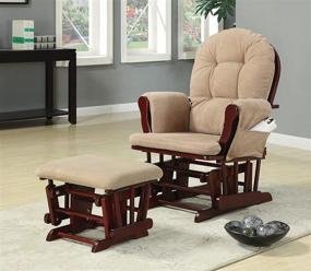 img 2 attached to 🪑 Beige and Cherry COASTER Upholstery Glider Rocker with Ottoman - Perfect Matching Set