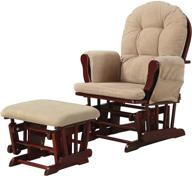 🪑 beige and cherry coaster upholstery glider rocker with ottoman - perfect matching set logo