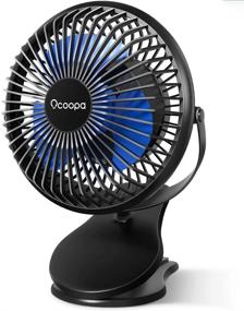 img 4 attached to 👶 OCOOPA Stroller Fan Clip On, Portable Outdoor Fan 10000mAh Battery Operated, Strong Airflow 3 Speeds, Mini USB Desk Fan, Rechargeable 40 Hours Longlasting for Baby Stroller, Golf Cart, Car Seat, Bed, Travel
