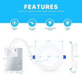 img 1 attached to Ensenior 16 Pack 4 Inch Ultra-Thin LED Recessed Ceiling Light With Junction Box Industrial Electrical