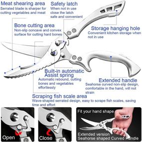 img 3 attached to 🔪 Обновленные ножницы для кухни из нержавеющей стали: Ультра острые универсальные ножницы для птицы, мяса, рыбы, овощей и многого другого!