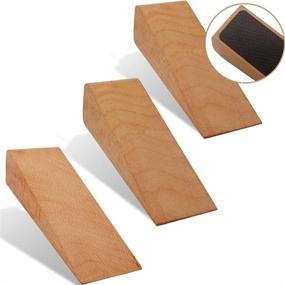 img 4 attached to Premium Handmade Wooden Door Stop - Non Slip, Heavy Duty Door Holder for All Surfaces - Set of 3