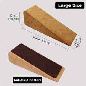 img 3 attached to Premium Handmade Wooden Door Stop - Non Slip, Heavy Duty Door Holder for All Surfaces - Set of 3