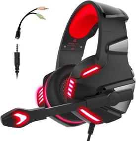 img 4 attached to 🎧 Micolindun Gaming Headset for PS4 Xbox One - Over Ear Gaming Headphones with Mic, Surround Sound, Noise Reduction, LED Lights and Volume Control - Compatible with Laptop, PC, Tablet, and Smartphones