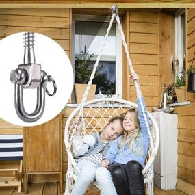 img 3 attached to 🔗 2 Pack Swing Hangers Stainless Steel Hooks for Porch Swing, Hammock Chair, Heavy Bag, Yoga Silk, Suspension Straps, Gymnastics Rings - SELEWARE