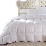 🛌 premium royal hotel down comforter: hypoallergenic, light & buffy, 100% cotton striped shell, king/cal king size, medium warmth – duvet insert logo
