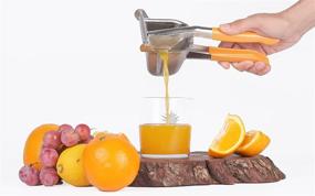 img 4 attached to 🍋 Premium Stainless Steel Lemon Squeezer with Silicone Handles - Upgraded Citrus Juicer for Hand Pressing Fresh Juice | Includes 5 Bonus Filters