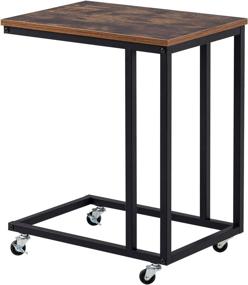 img 3 attached to 🔒 Lockable Industrial Mobile Snack Table for Sofa Side, End Table with Metal Frame - Ideal for Bedroom, Couch and Tablet Placement