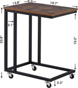 img 2 attached to 🔒 Lockable Industrial Mobile Snack Table for Sofa Side, End Table with Metal Frame - Ideal for Bedroom, Couch and Tablet Placement