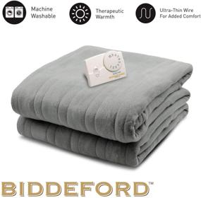 img 1 attached to 🔥 Cozy & Warm: Biddeford Comfort Knit Electric Heated Blanket, Full Size - Grey