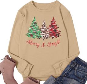 img 3 attached to 🎄 Merry and Bright Sweatshirt: Women's Merry Christmas Tops, Leopard Plaid Christmas Tree Pullover – Holiday Causal Blouse