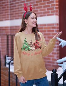 img 2 attached to 🎄 Merry and Bright Sweatshirt: Women's Merry Christmas Tops, Leopard Plaid Christmas Tree Pullover – Holiday Causal Blouse