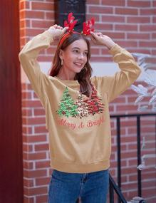 img 1 attached to 🎄 Merry and Bright Sweatshirt: Women's Merry Christmas Tops, Leopard Plaid Christmas Tree Pullover – Holiday Causal Blouse