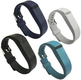 img 4 attached to 4PCS Fitbit Flex Band: Silicone Replacement Wristbands with Metal Watch Band Buckle - Large/Small - Sport Bands for Fitbit Flex Bracelet