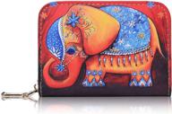 rbeik accordion style id card holder, credit card and business name wallet case with zipper, card slots travel organizer purse pocket for women, men, ladies, girls, boys - elephant red pattern logo