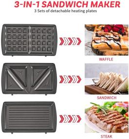 img 3 attached to 3-in-1 Breakfast Sandwich Maker with Waffle Maker and Electric Grill – Detachable Non-stick Coating, Hassle-free Storage and Cleaning, LED Indicators, and Anti-Skid Feet