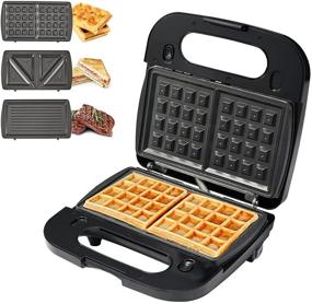 img 4 attached to 3-in-1 Breakfast Sandwich Maker with Waffle Maker and Electric Grill – Detachable Non-stick Coating, Hassle-free Storage and Cleaning, LED Indicators, and Anti-Skid Feet