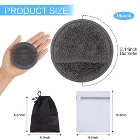 img 3 attached to 🌞 SUNLAND Reusable Makeup Remover Pads: 16 Pack Microfiber Face Cleansing Gloves for Face, Eye, Lips - Includes Laundry and Travel Bags - Dark Grey