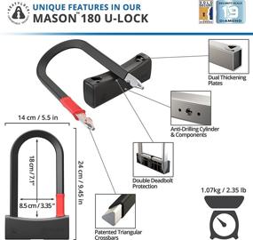 img 1 attached to 🔒 Seatylock Mason U Lock - Patented Heavy Duty Anti-Theft Diamond Secure U Lock - Ultra Secure Bicycle Safety Tool for City Electric or Mountain Bikes and Scooters (7.1 Inch)