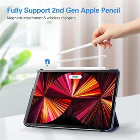 img 2 attached to ProCase Слон Smart Cover для iPad Pro 11 дюймов 3-го поколения 2021/2-го поколения 2020/1-го поколения 2018 года - темно-синий