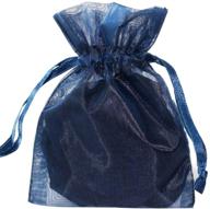 🛍️ kingwedding 100pcs navy blue organza drawstring pouches - elegant jewelry party wedding favor gift bags (5x7 size) logo