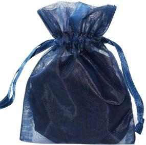 img 1 attached to 🛍️ KINGWEDDING 100pcs Navy Blue Organza Drawstring Pouches - Elegant Jewelry Party Wedding Favor Gift Bags (5X7 Size)