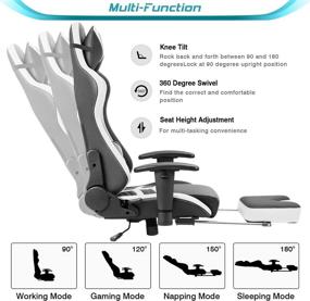 img 1 attached to 🪑 Ultimate Comfort: Homall Ergonomic High-Back Racing Chair with Bucket Seat, Headrest, Footrest, Lumbar Support in Black & White