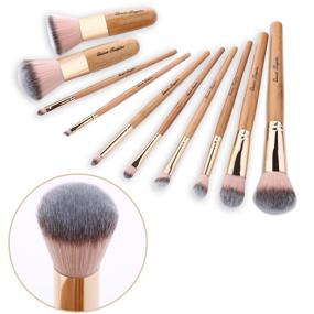 img 1 attached to 💄 Professional Bamboo Handle Makeup Brush Set - 10 Pcs Kit with Colorful Leather Bag