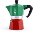 ☕ bialetti - moka express italia collection: iconic stovetop espresso maker, authentic italian coffee brewer, moka pot 3 cups (4.3 oz - 130 ml), aluminium, red, green, and silver colored logo
