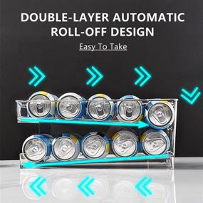 img 3 attached to 🥫 Xicennego Upgrade Double-Layer Automatic Rolling Beverage Soda Can Storage Organizer: Convenient Stackable Holder for Refrigerators, Camping, RVs