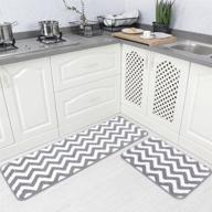 🏠 carvapet microfiber chevron non-slip kitchen mat & bath rug set - soft and durable, grey, 2 pieces logo