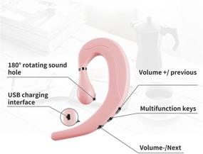 img 3 attached to 🎧 Waterproof Ear Hook Bluetooth Wireless Headphone with Microphone - Non Ear Plug Headset for Android iPhone Pro 12 11X 8 7 6 (Pink)