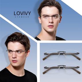 img 3 attached to 👓 Premium Rimless Men's Reading Glasses: Blue Light Blocking, Rectangle Lens, Spring Hinge, Metal Temples - 2 Pack