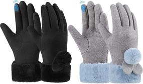 img 4 attached to Kids Winter Warm Fleece Gloves Girls' Accessories