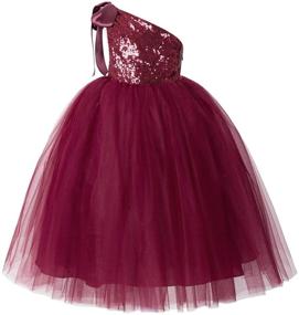 img 2 attached to 👗 One Shoulder Wedding Pageant Dresses: Ekidsbridal Girls' Clothing