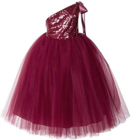 img 1 attached to 👗 One Shoulder Wedding Pageant Dresses: Ekidsbridal Girls' Clothing