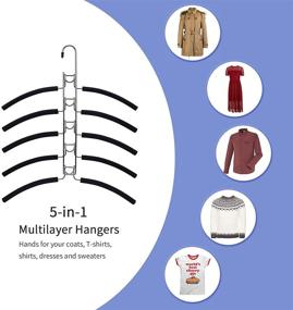 img 1 attached to 👕 Nature Smile 2 Pack 5 in 1 Anti Slip Metal Sweater Coat Hangers: Ultimate Wardrobe Organizer for Space Saving and Heavy Duty Storage