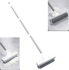img 4 attached to 🧹 48'' Long Handle Floor Scrub Brush, 2-in-1 Scrape and Brush with Adjustable Stainless Steel Rod - 20''/34''/48'' Deck Cleaning Brush for Tile, Kitchen, Bathroom, Tub, Patio, Garage