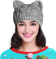 🐱 cute cat ear knit cable rib hat cap beanie - ideal for women, men, girls, boys & teens (v28) logo