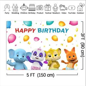 img 2 attached to 🎈 Задник для фотосессий с конфетти и рисунками малышей-животных - идеально подходит для украшения вечеринки по случаю первого дня рождения ребенка, фотозона на тему "Word Party" - прекрасно подходит для фотобудки и украшения стола с тортом - Виниловый баннер размером 5x3 фута