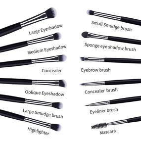 img 3 attached to 🎨 MSQ Eyeshadow Makeup Brushes Set - 12pcs with Soft Synthetic Hairs &amp; Real Wood Handle for Eyelash, Eyebrow, Eyeliner, Blending, Concealer - Long-lasting and Perfect for Eye Makeup Application (Black)