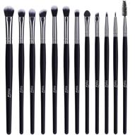 🎨 msq eyeshadow makeup brushes set - 12pcs with soft synthetic hairs &amp; real wood handle for eyelash, eyebrow, eyeliner, blending, concealer - long-lasting and perfect for eye makeup application (black) logo