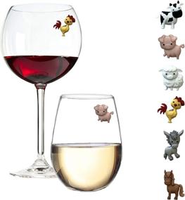 img 4 attached to 🐑 Barnyard Wine Charms for Animal Lovers