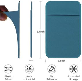 img 3 attached to Convenient 3Pack Cell Phone Card Holder Pocket with Flap - Stick on Wallet for iPhone Samsung Galaxy - Stretchy Lycra - Adhesive Sticker - (2 Black + 1 Teal Green)