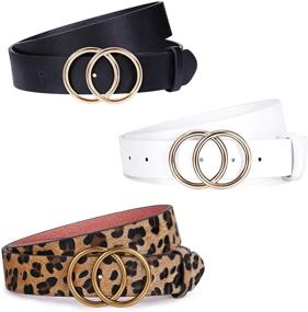 img 4 attached to JASGOOD Leather Ladies Double Leopard Women's Accessories and Belts