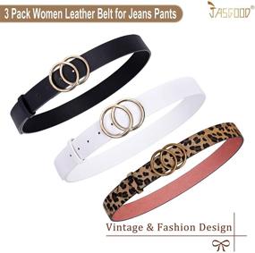 img 3 attached to JASGOOD Leather Ladies Double Leopard Women's Accessories and Belts