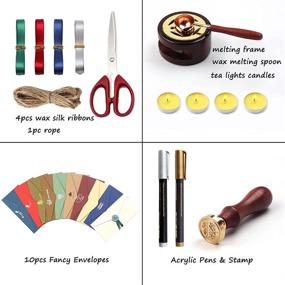 img 2 attached to 📨 Wax Seal Kit: Complete 654pcs Sealing Wax Set with All Essential Tools – Beads, Warmer, Spoon, Stamp, Silk Ribbon Envelopes, and Tealight Candles for Letter Sealing