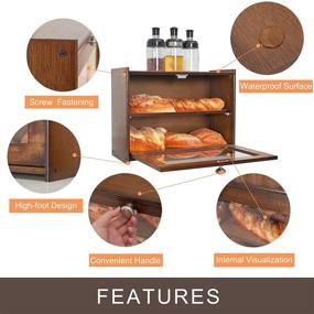img 1 attached to 🍞 WORTHYEAH Bamboo Bread Box: Stylish Kitchen Countertop Storage with Transparent Window, 2-Layer Large Capacity, Self-Assembly