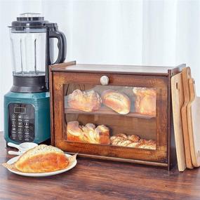img 2 attached to 🍞 WORTHYEAH Bamboo Bread Box: Stylish Kitchen Countertop Storage with Transparent Window, 2-Layer Large Capacity, Self-Assembly