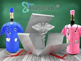 img 1 attached to Doctor & Nurse Gifts: CGRTEUNIE Wine Bag - Felt Wine Gifts Coat for Women | Perfect for Doctors' Family Party and Other Celebrations (Pink & Blue)